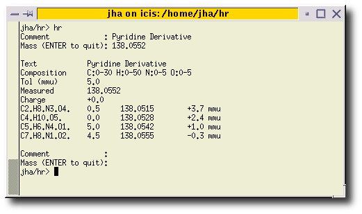 Screenshot: HiRes in a Terminal